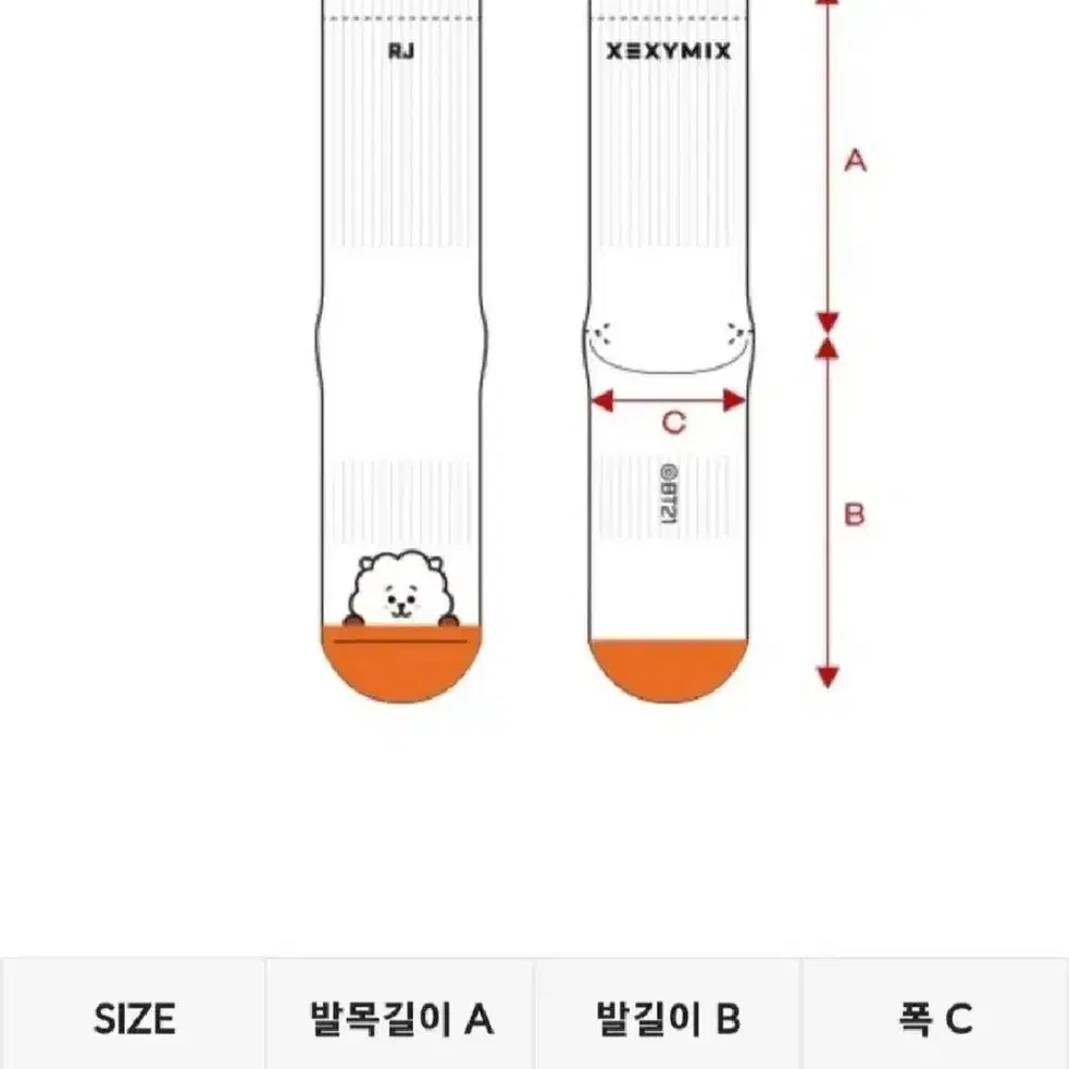 BT21 RJ 스포츠양말(젝시믹스)