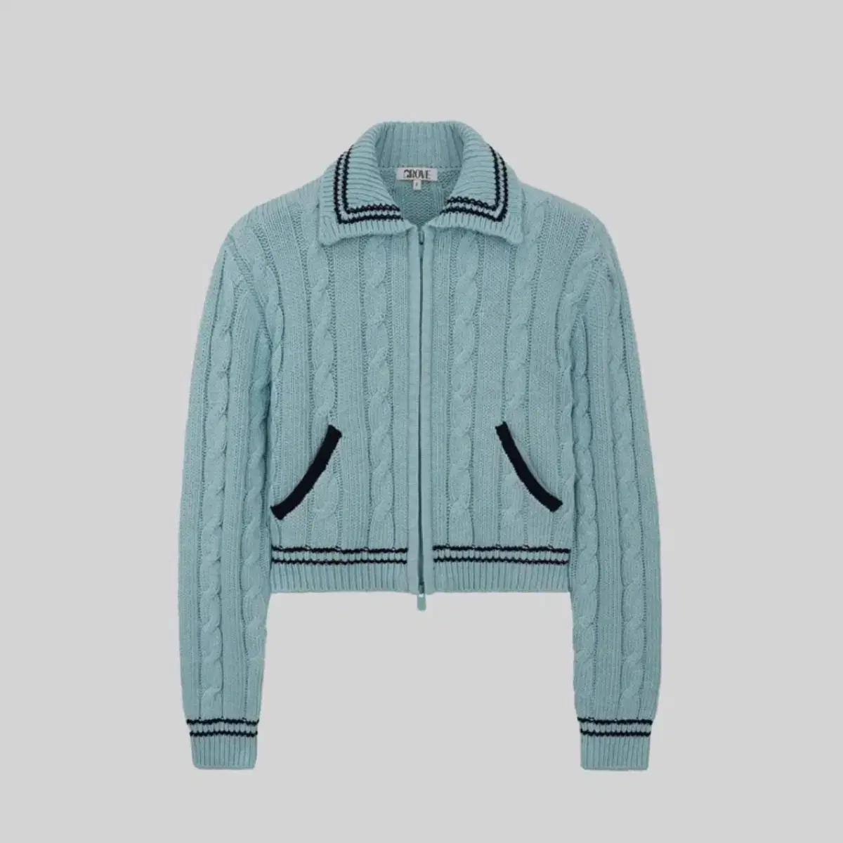 Grove knit zip-up aqua