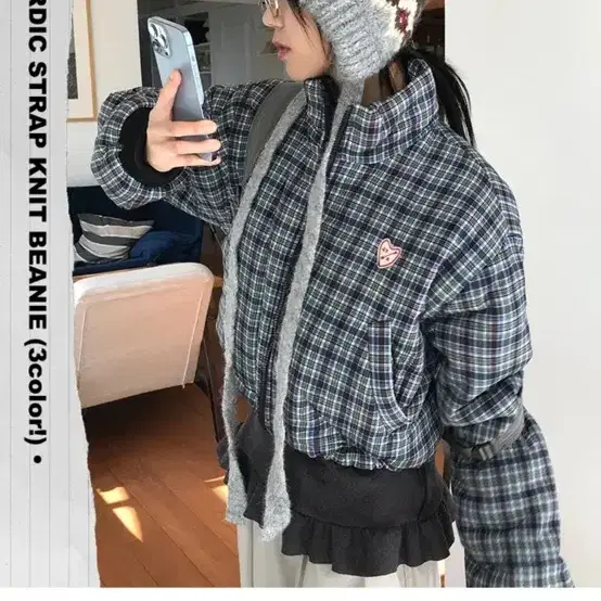 아케 울 비니 NORDIC STRAP KNIT BEANIE