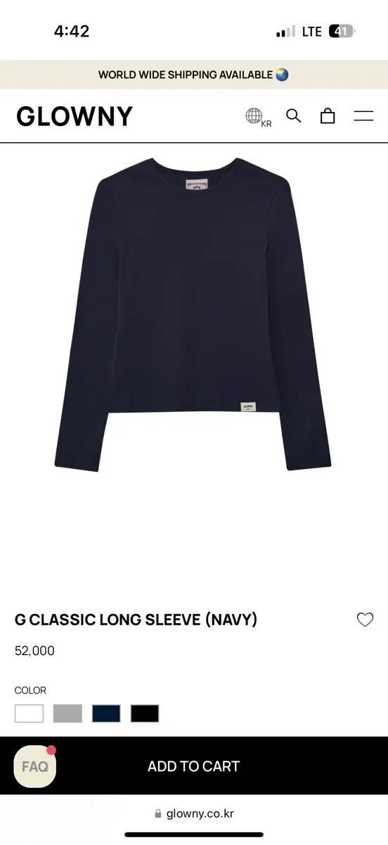 글로니 G CLASSIC LONG SLEEVE (NAVY) 티셔츠