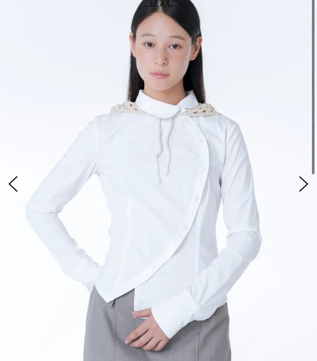 미세키서울 셔츠 Oblique button shirts WHITE 흰색