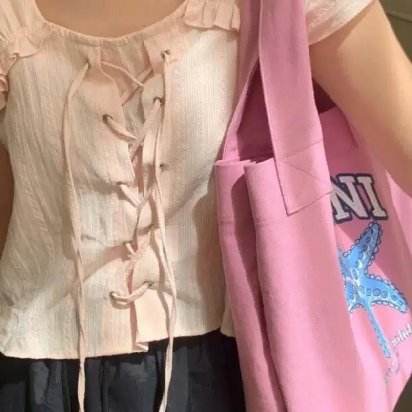 러브코드유 milkpink corset blouse