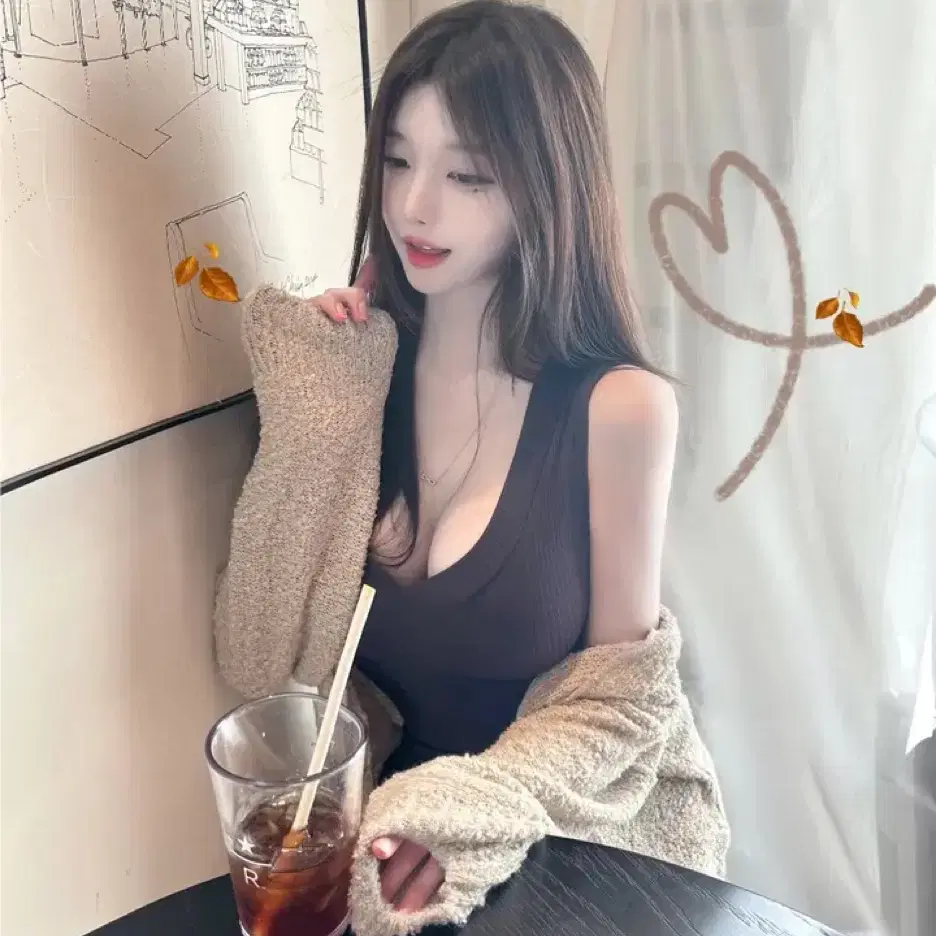 순느 몽그리 부클 루즈 오버핏 가디건 그레이 베이지