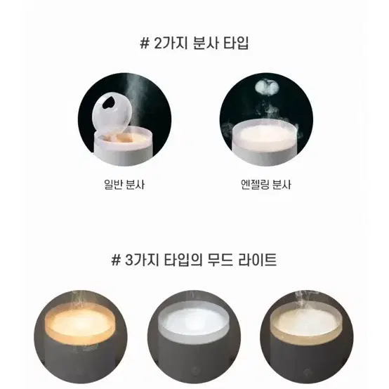 유하우 엔젤링 무선 가습기 무드등(충전기 미포함)