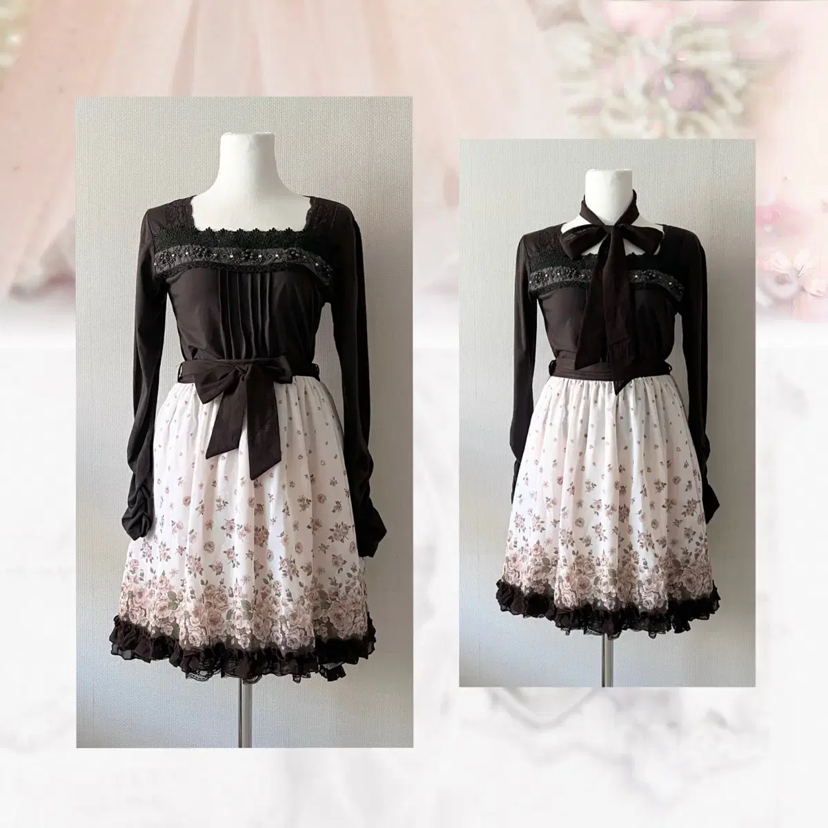 Axes Femme flower brown ribbon skirt