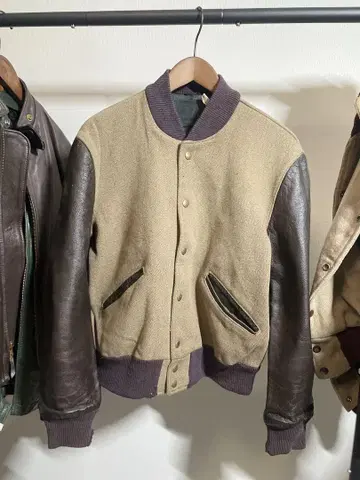 60년대 빈티지 드 롱 울 레더 스타잔 38 사이즈