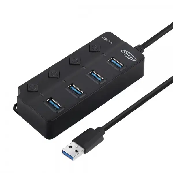 4포트 USB3.0 무전원 허브 (개별스위치, 30cm케이블)