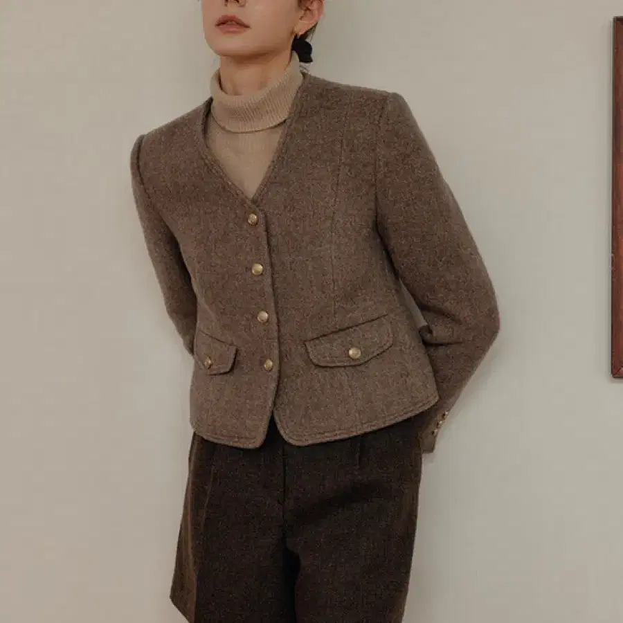 밀라 브이넥 트위드 울 자켓 MILA V NECK WOOL JACKET