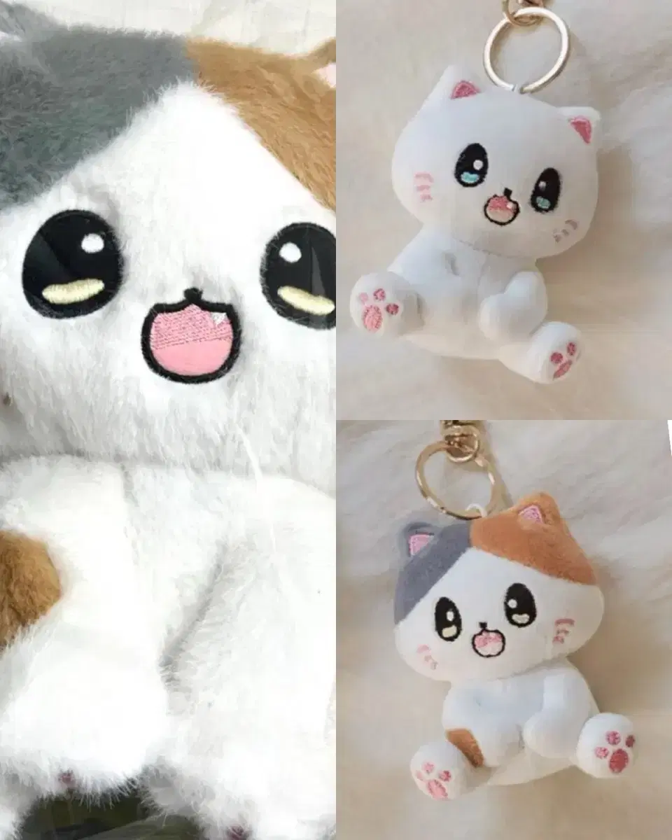 정품 코네코짱 점박이 화이트 키링 8cm, 인형 28cm 새상품