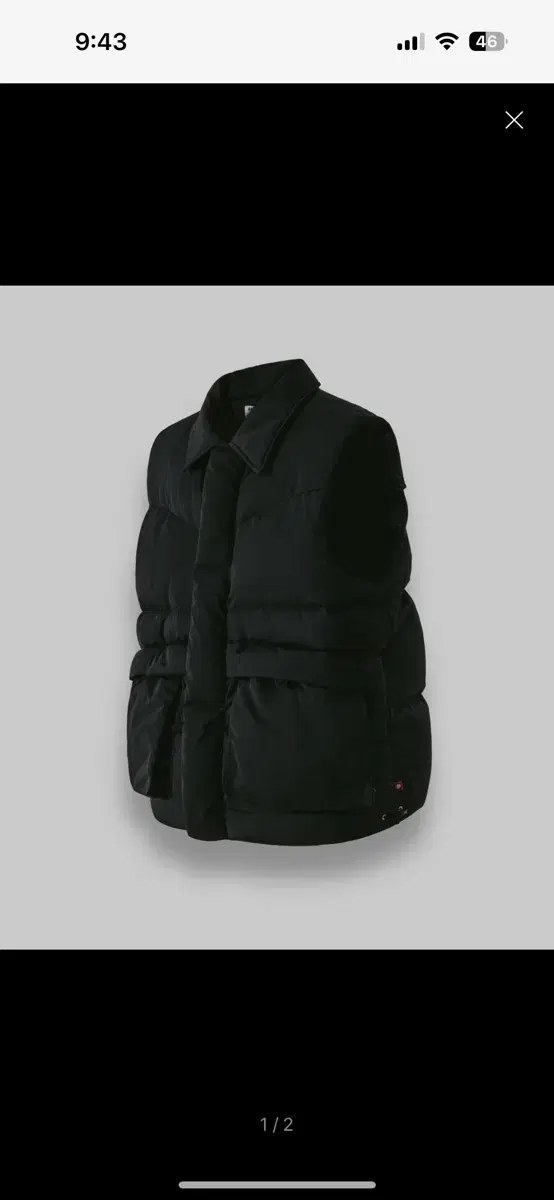 앵글런 Duck Down Collar Padded Vest - Black