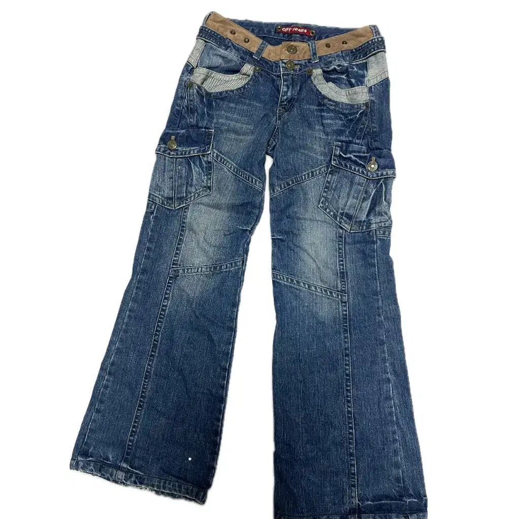 Opt Jeans 빈티지 진청 포켓 데님 워싱 카고팬츠 와투케 보호시크