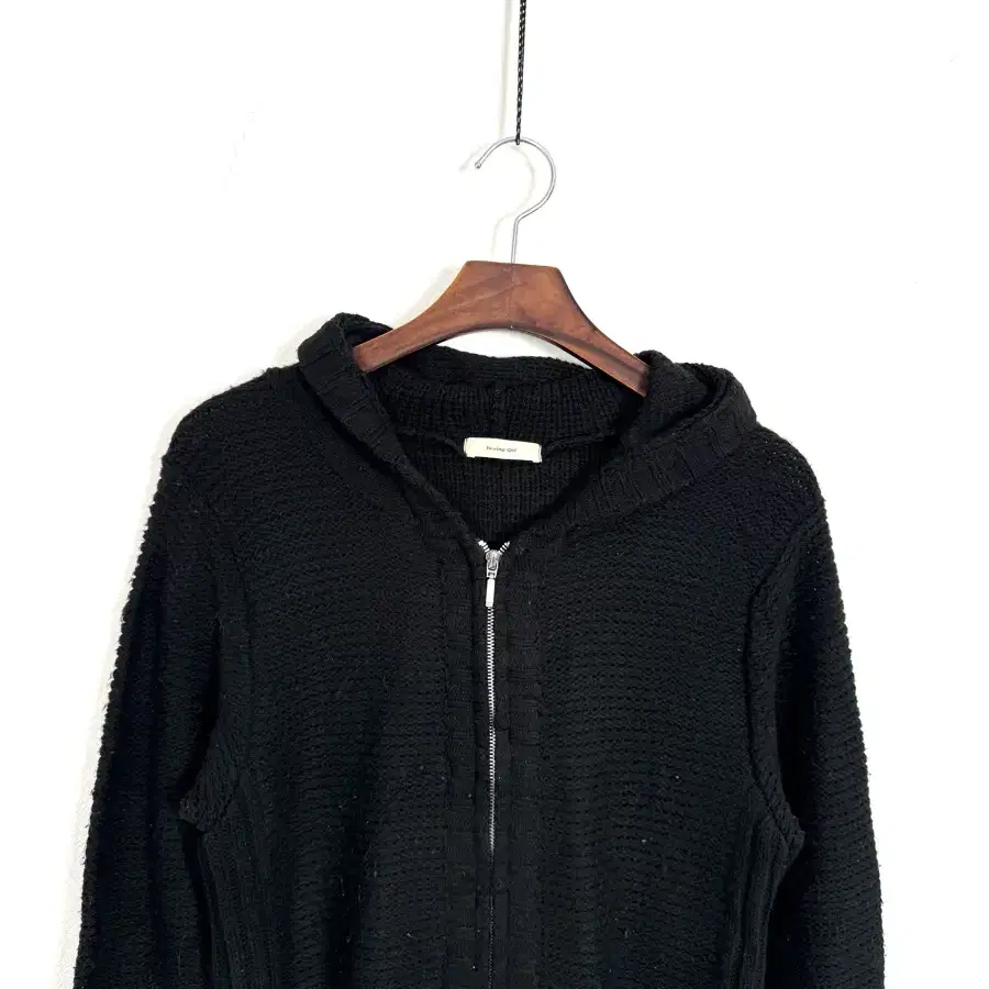 Vintage knitting Long Hood Zip-Up