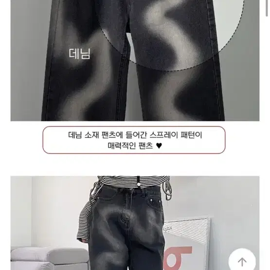 페인팅 패턴 데님 팬츠 블랙 L