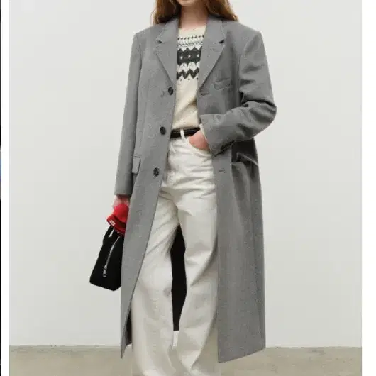 던스트 3 BUTTON CASHMERE COAT 멜란지 그레이 코트