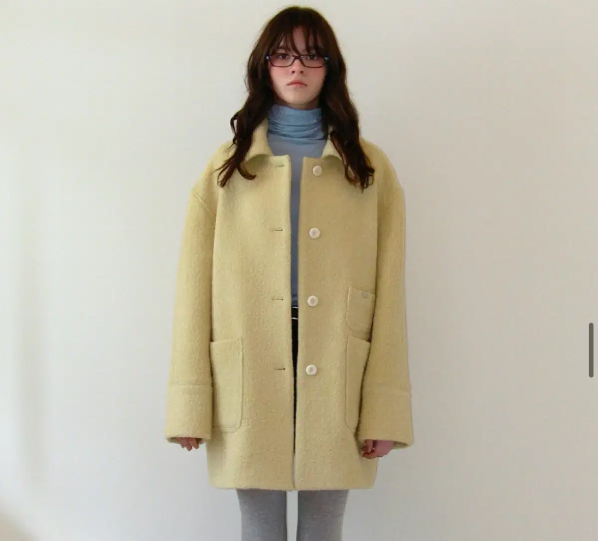 썸웨어버터 Alpaca boucle half coat 버터색상