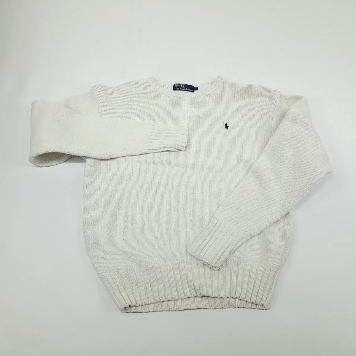 (CS853)M 폴로 화이트 라운드 니트 스웨터knit