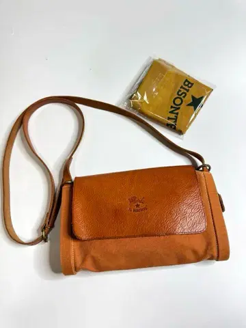 일비종떼 캔버스 가죽 숄더백 수납 가방 포함