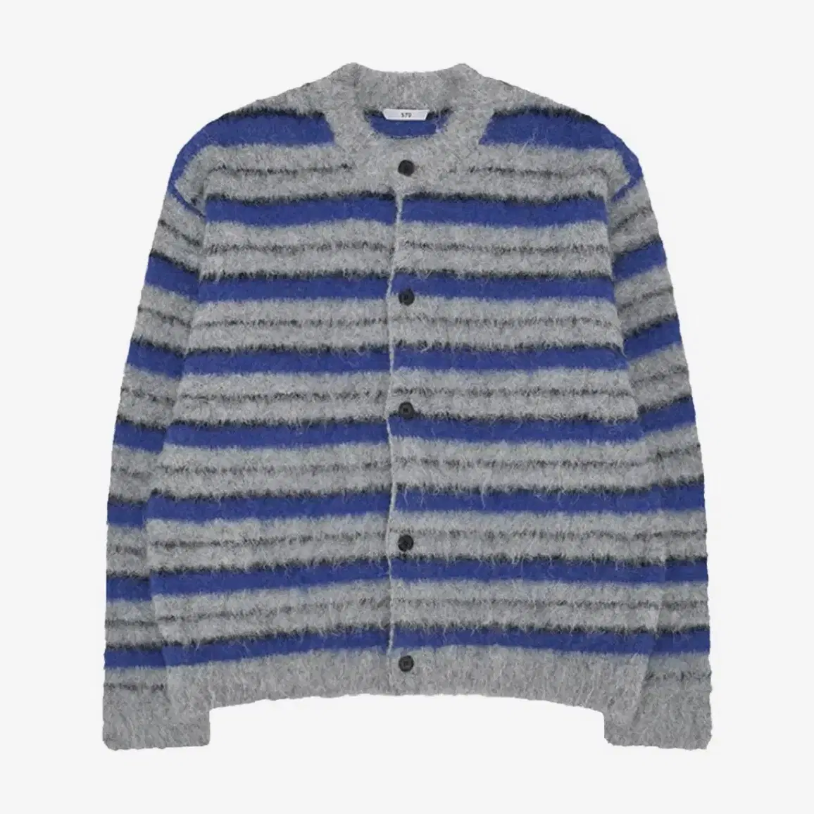 STU X HANK Stripe Hairy Cardigan Blue