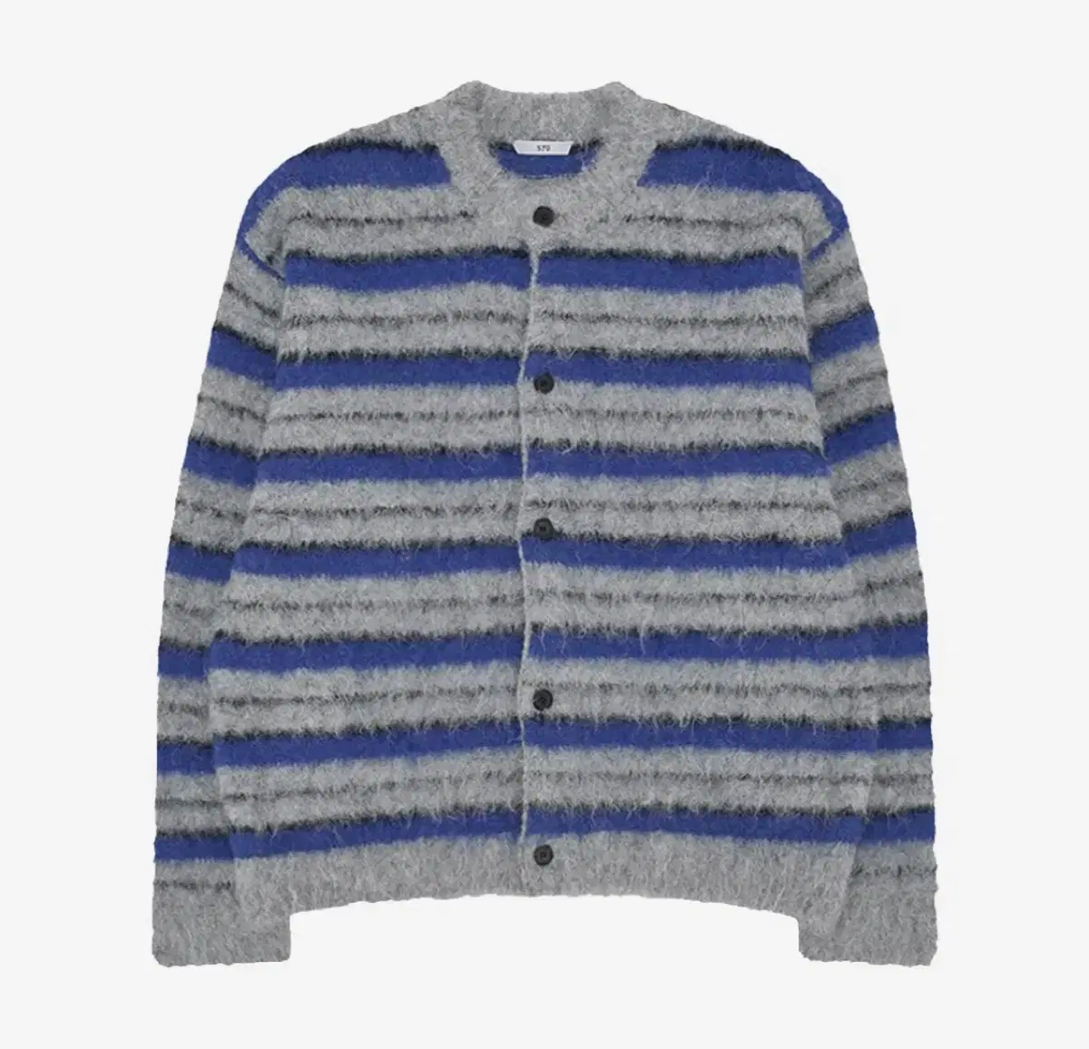 STU X HANK Stripe Hairy Cardigan Blue