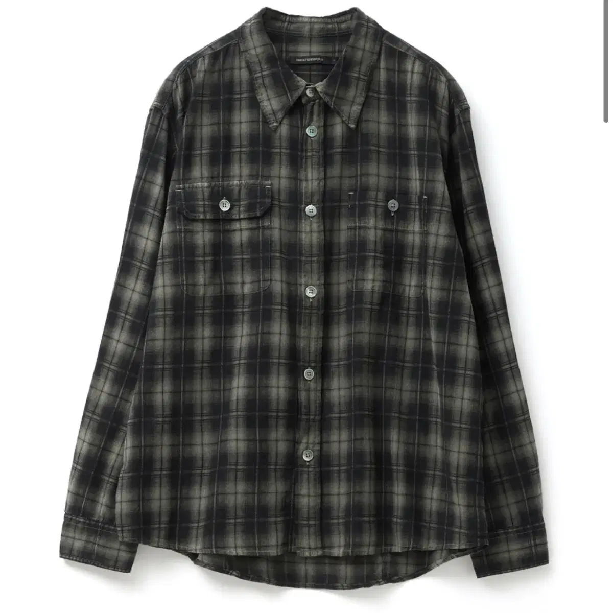 [4] Hatching Room 2Pk Dye Check Shirt Dark Khaki