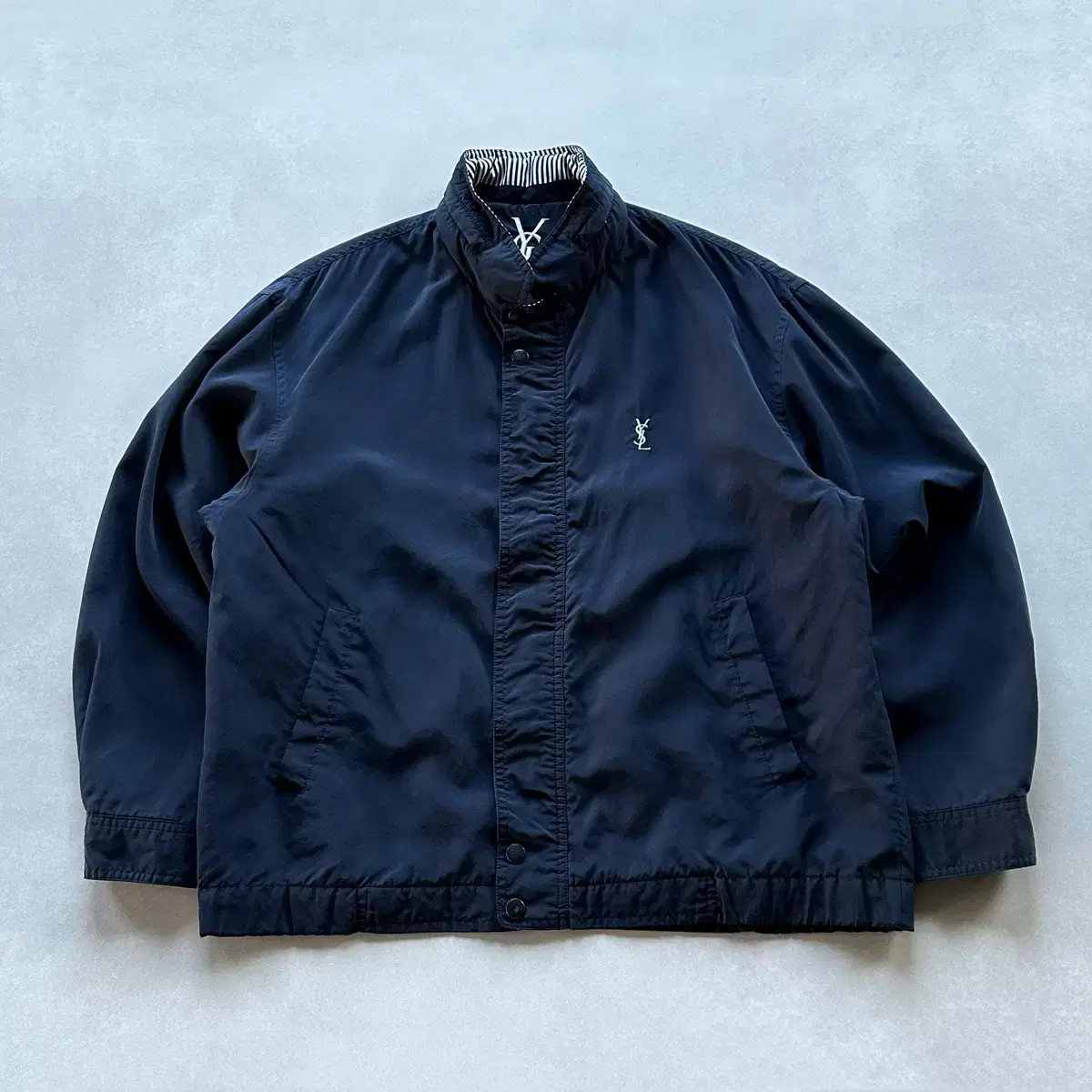 [L] Yves Saint Laurent Pour Homme Navy Harrington Blouson Windbreaker