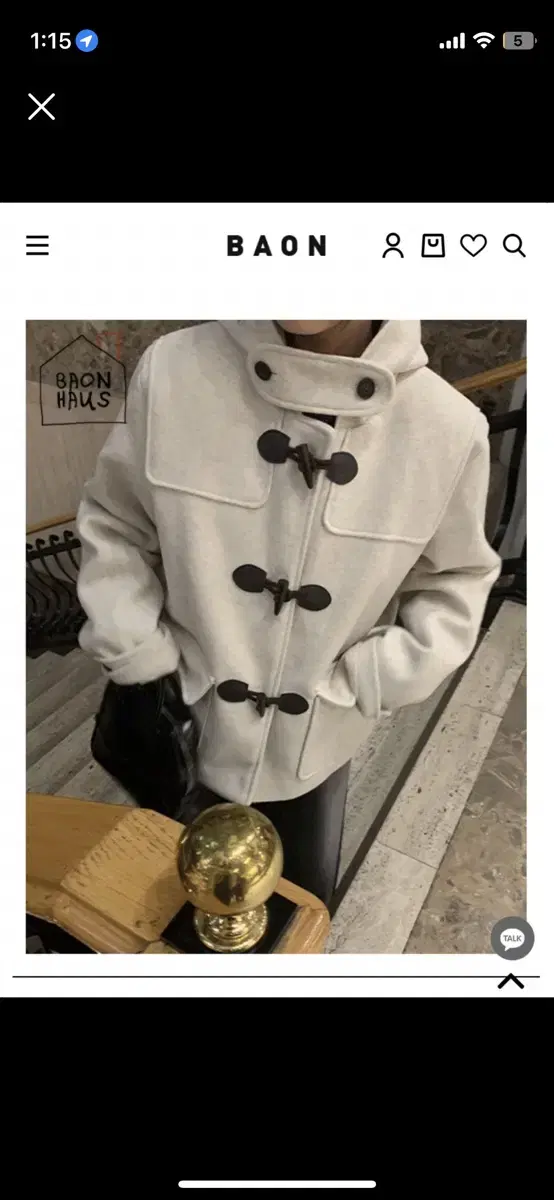 바온 떡볶이 더플 코트 Poi short duffle coat