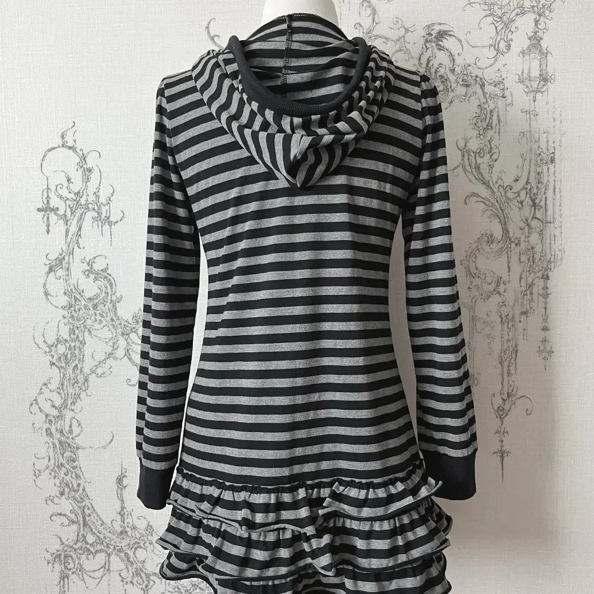 stripe zip-up hood dress