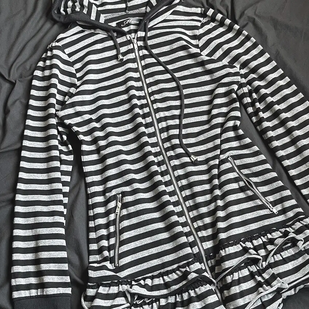 stripe zip-up hood dress