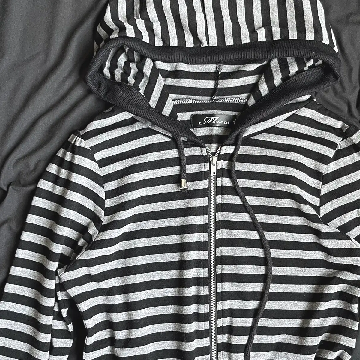 stripe zip-up hood dress