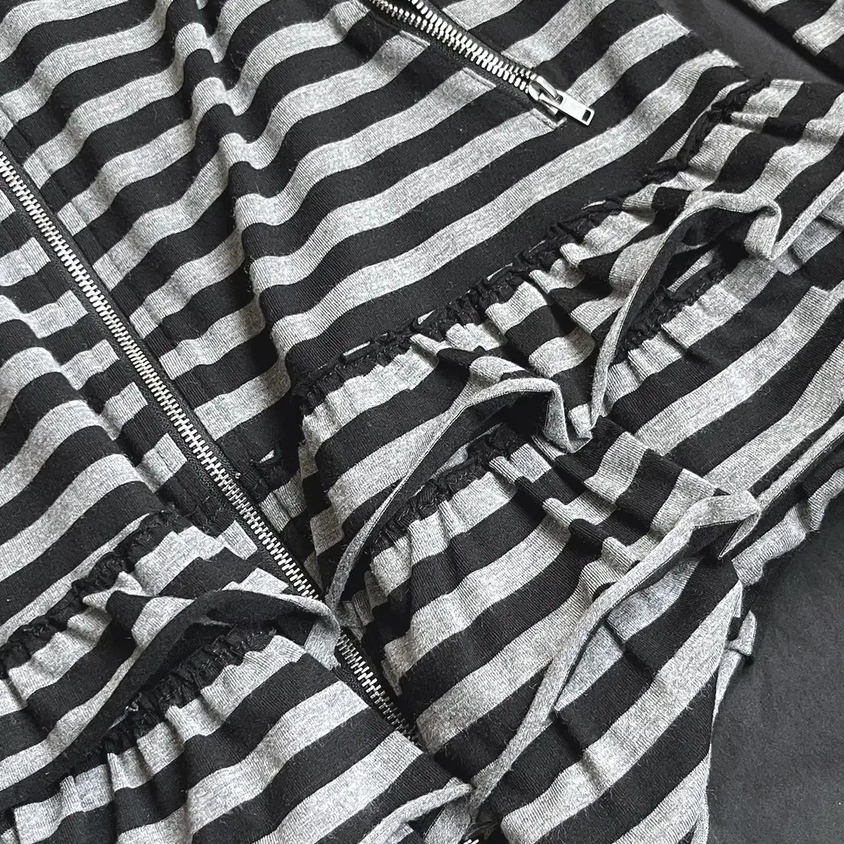 stripe zip-up hood dress