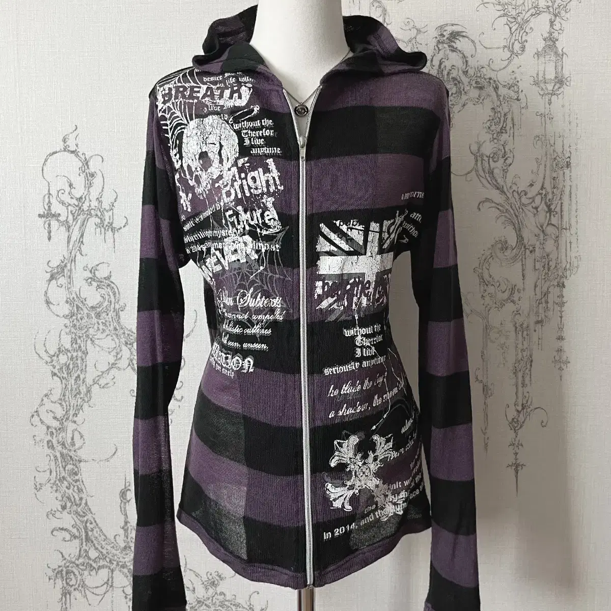 (beaumere) punk graphic zip-up hood