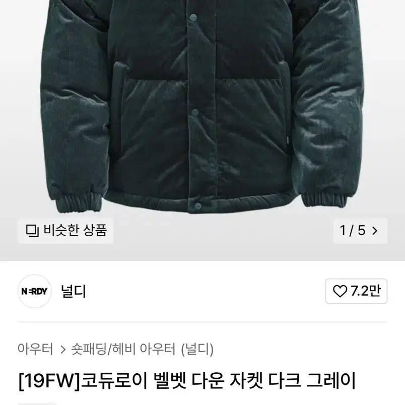 널디 코듀로이 벨벳 다운 자켓