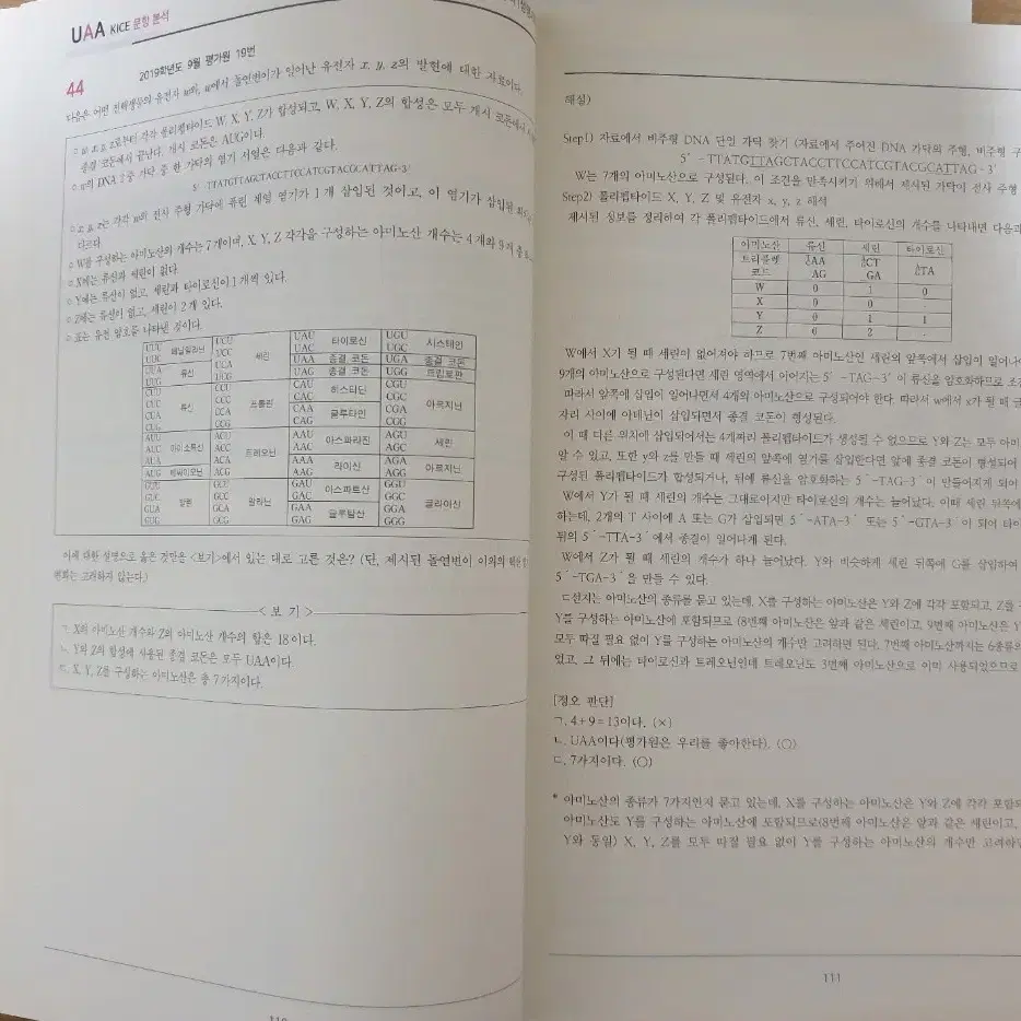 2020 UAA 생명과학2 평가원문항 분석+테마 N제