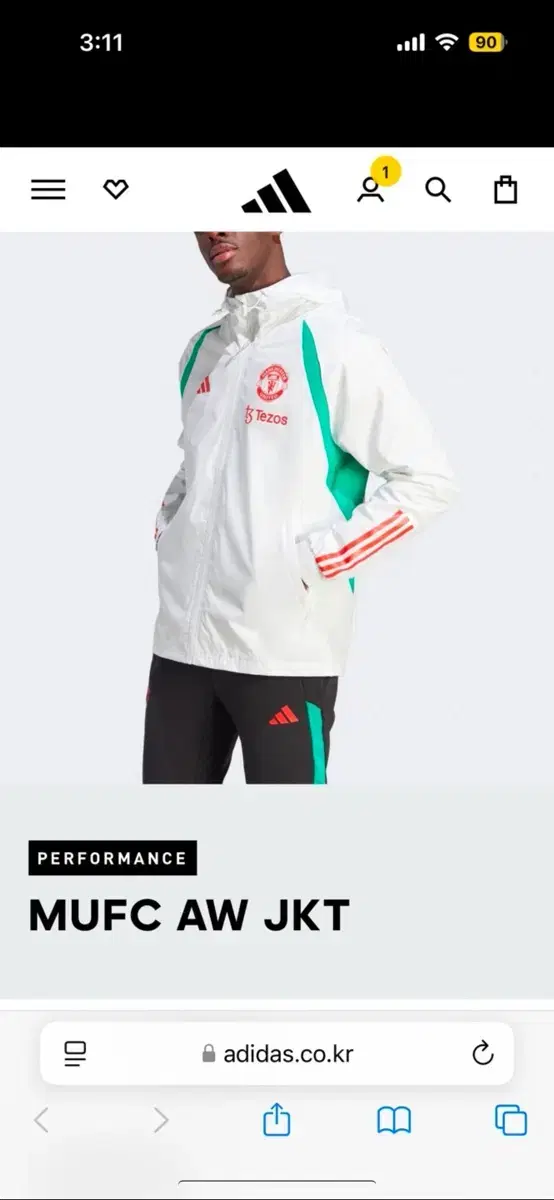 아디다스 맨유 바람막이 MUFC AW JKT