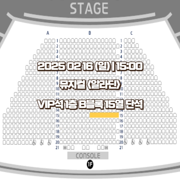 02/16 뮤지컬 알라딘 ALADIN 15:00 VIP