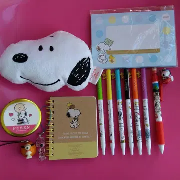 SNOOPY 헤이세이 레트로 문구 세트 키링 파우치