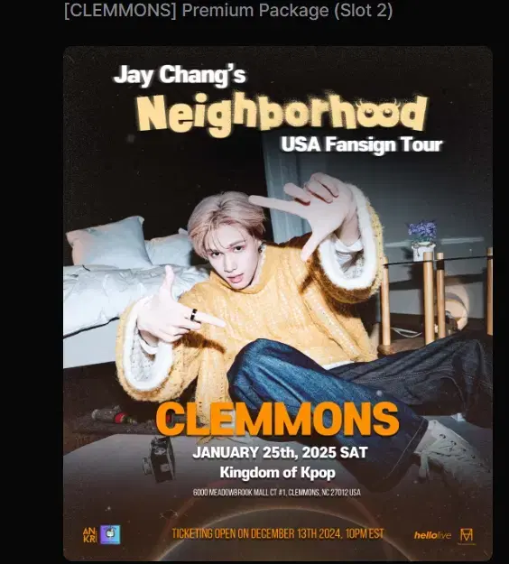 Jay chang's neighborhood 미국 팬싸 투어 티켓 양도