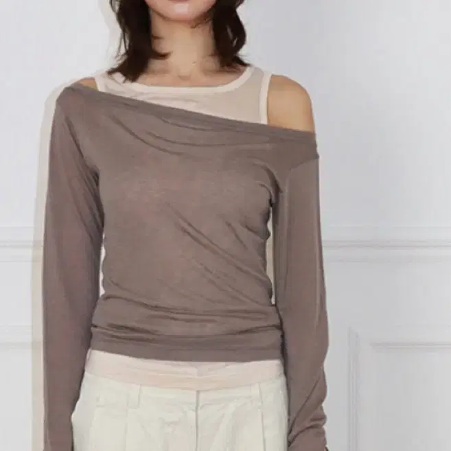 meenderi 민더리 2way sheer layered top 베이지