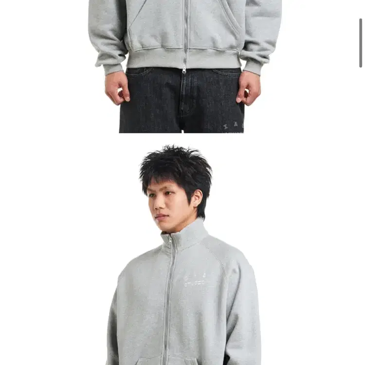 IAB 2WAY FULL ZIP-UP GRAY/WHITE