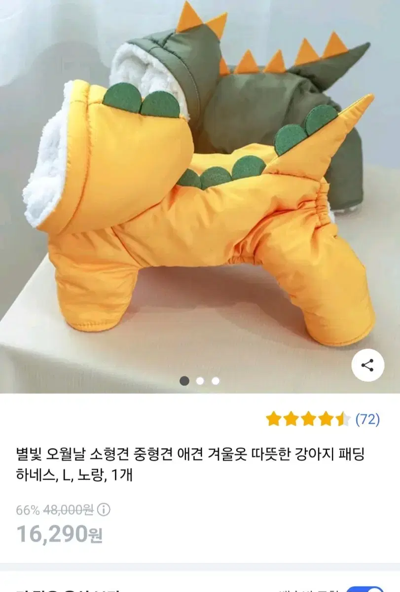 강아지 노란공룡 패딩