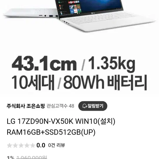 LG 그램 2020 17인치 (17ZD90N-VX50K)