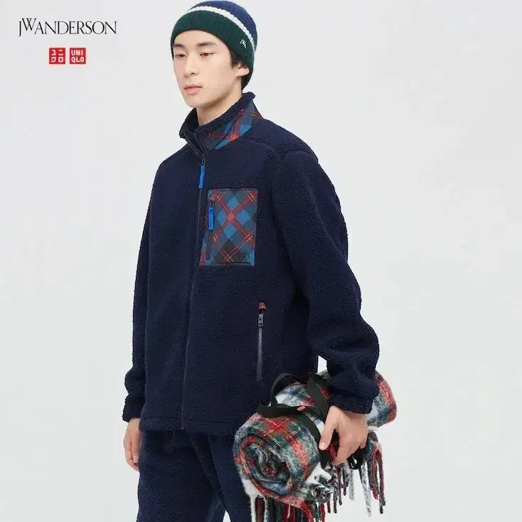 유니클로 JWA JW Anderson 보아후리스 풀짚 블루종 XL