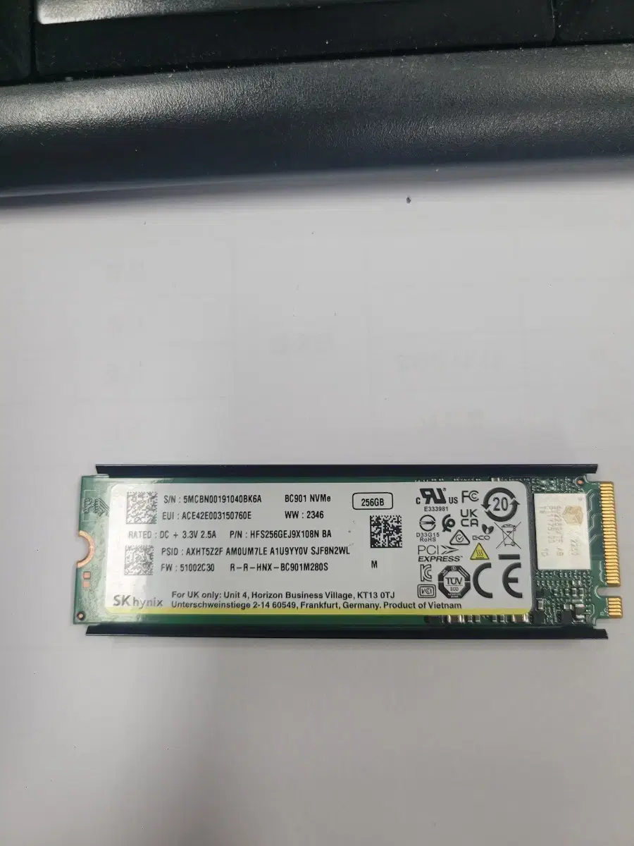 하이닉스 BC901 NVME SSD 256GB 및 hdd 500g