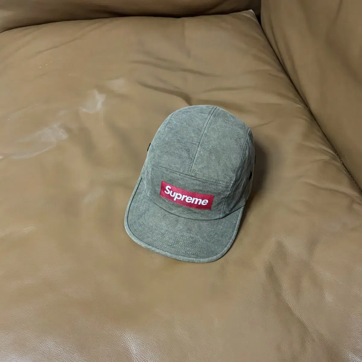 Supreme 슈프림 캠프캡 모자 (Stone Washed Olive)