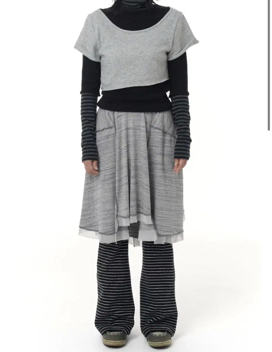 텐스댄스 Cozy flare skirt_dusty grey