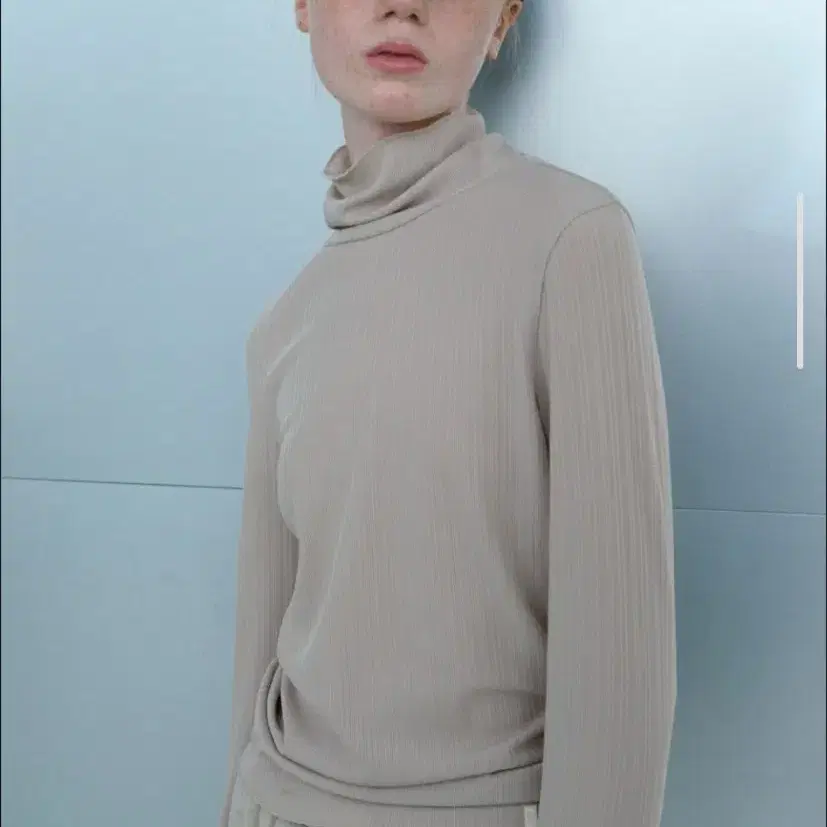 타입서비스 Basic Roll Neck Top [Beige]