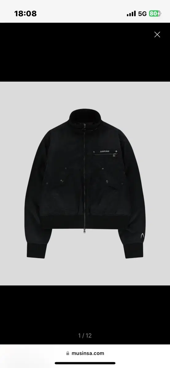 아캄 High-Neck Bomber Jacket (Black) 2 새상품