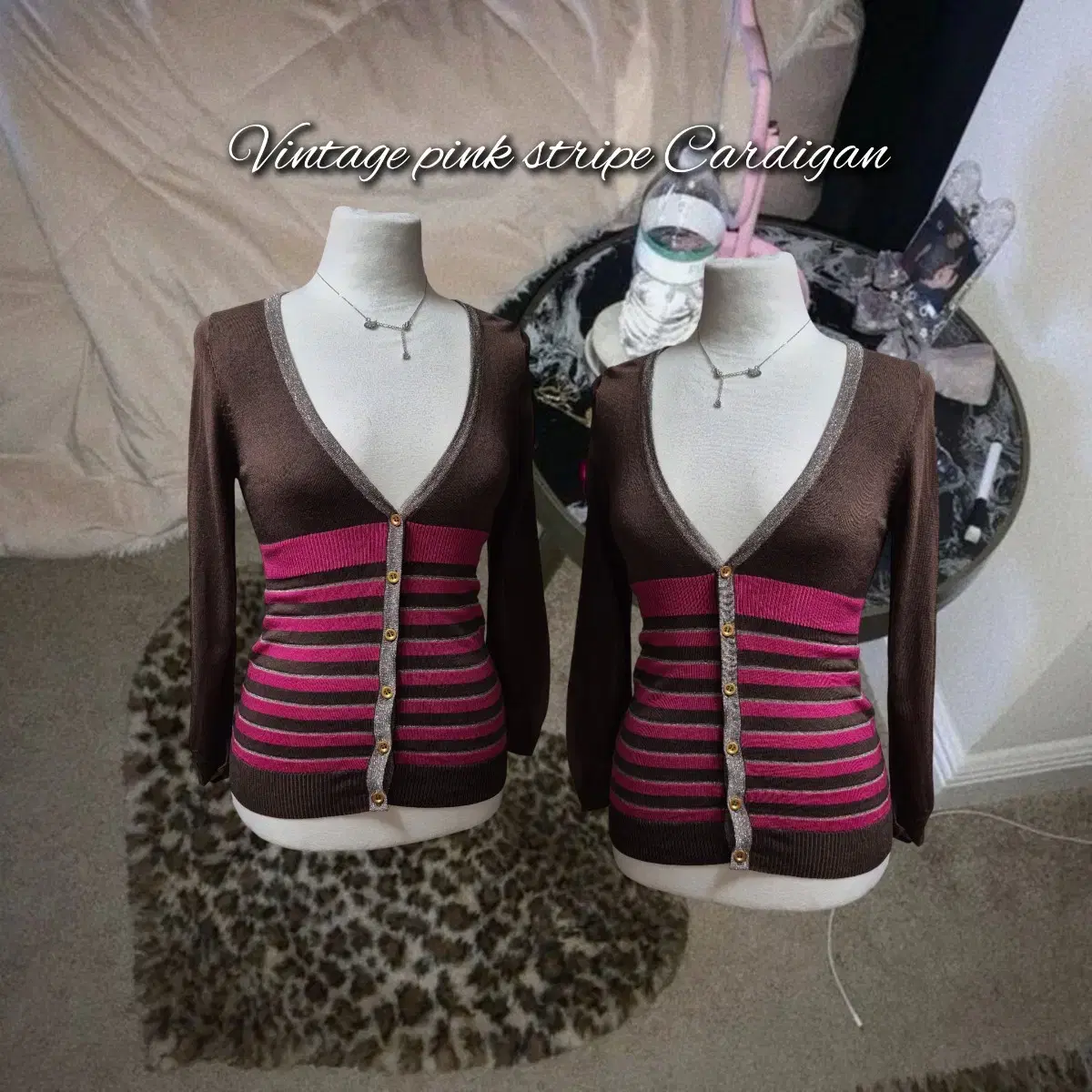 Vintage pink stripe Cardigan