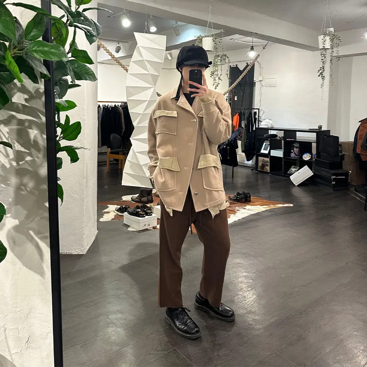 오라리 17aw 울 슬랙스 브라운