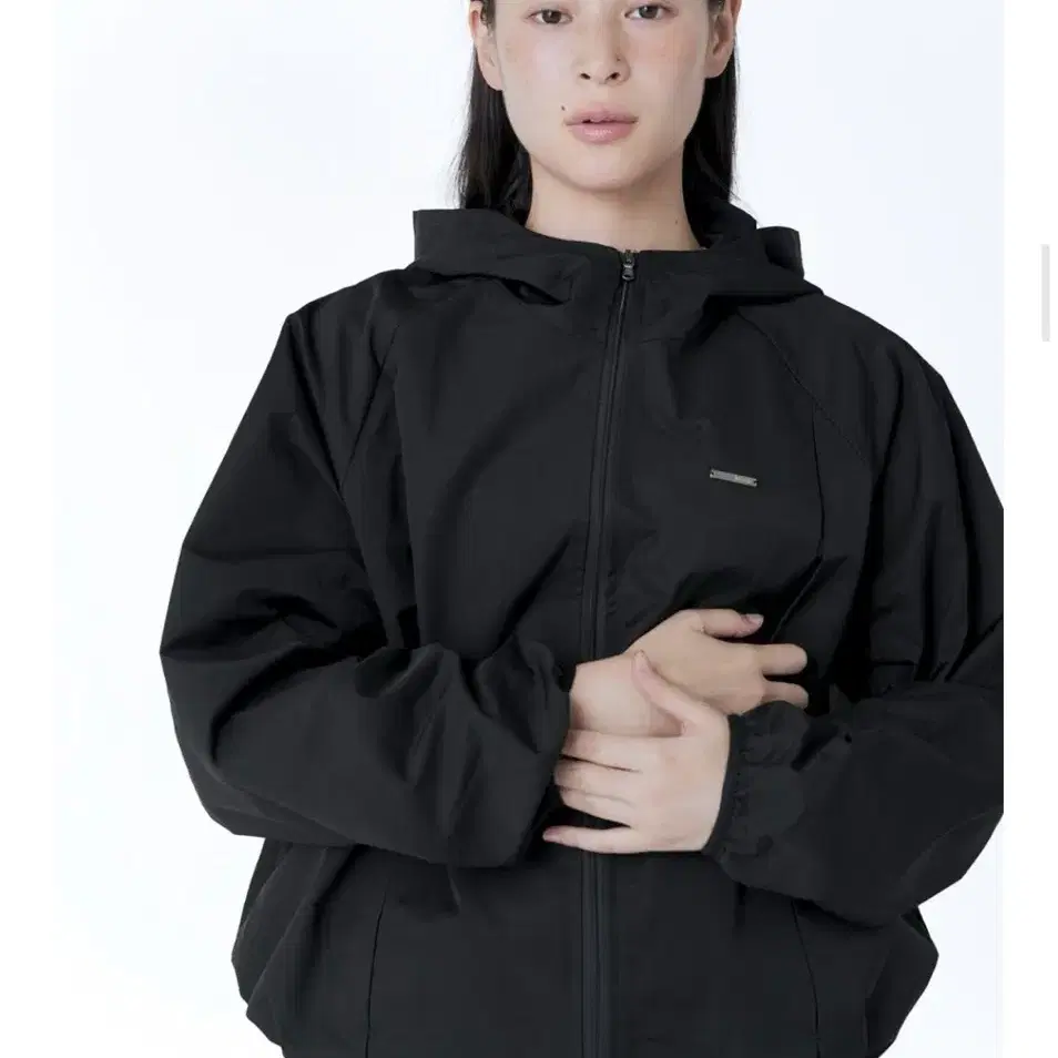 Hoodie windbreaker jacket BLACK